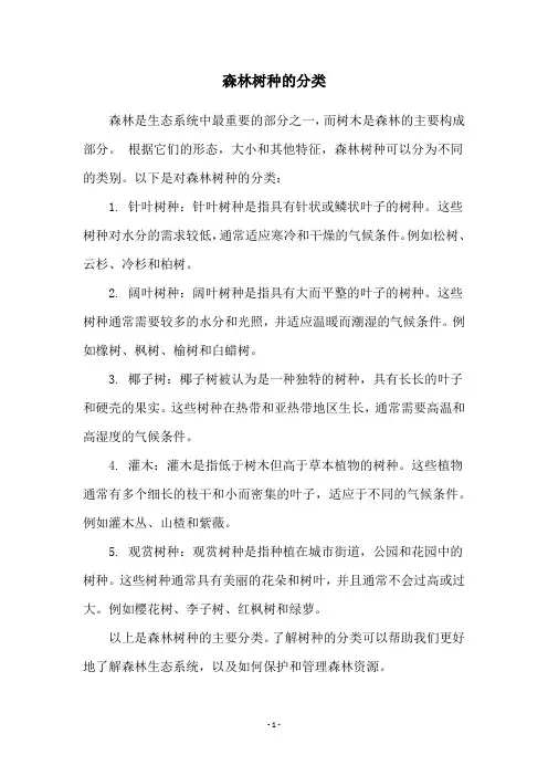 森林树种的分类