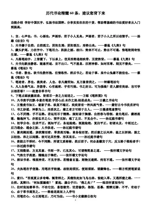 历代书论精髓60条