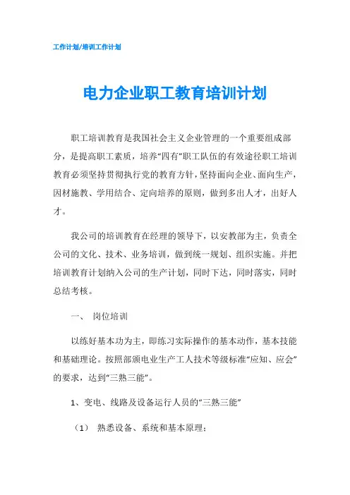 电力企业职工教育培训计划_1