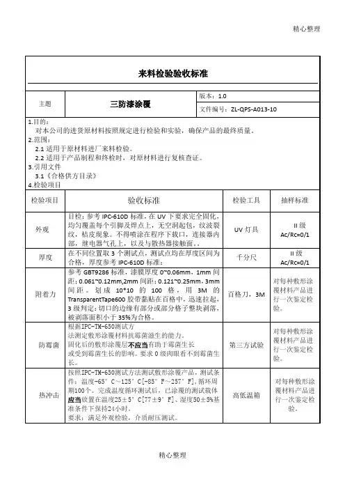 13 检验标准(PCBA三防漆)