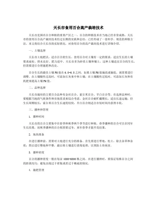天长市食用百合高产栽培技术