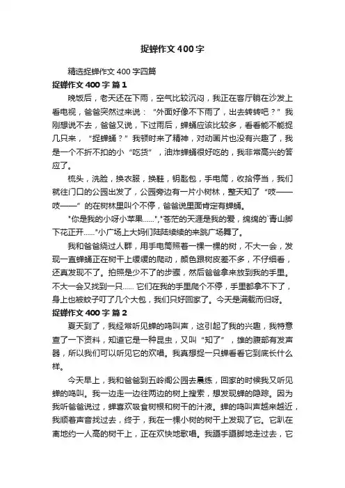 精选捉蝉作文400字四篇