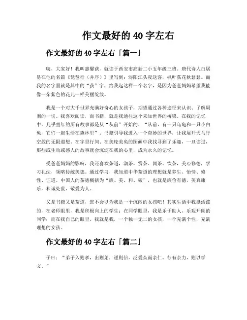 作文最好的40字左右