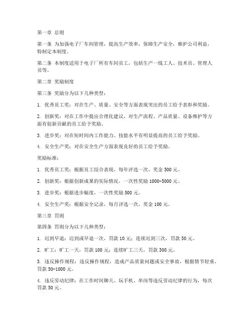 电子厂车间奖罚管理制度