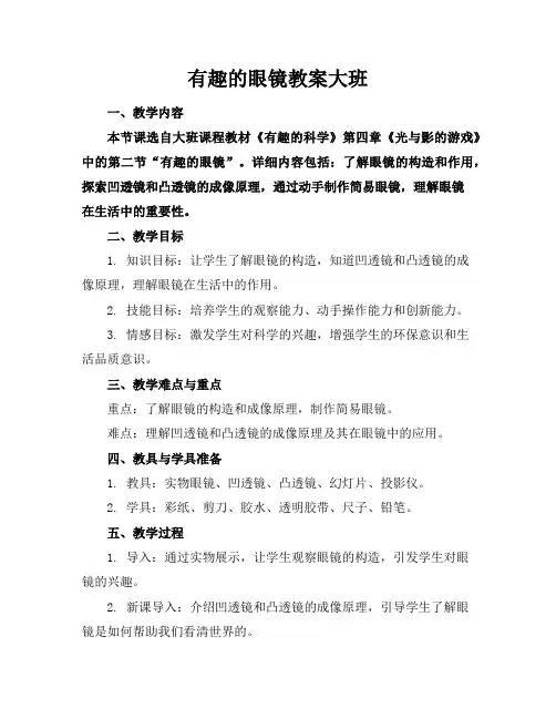 有趣的眼镜教案大班