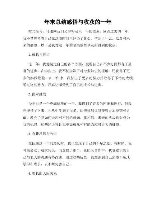 年末总结感悟与收获的一年
