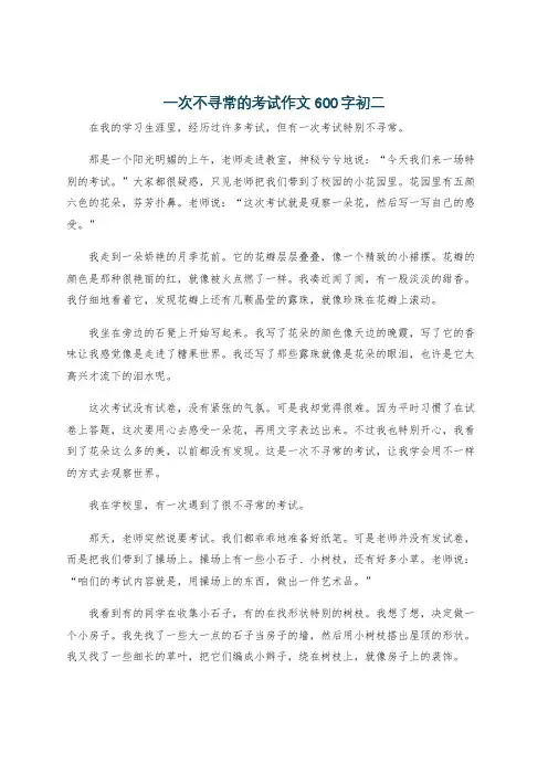 一次不寻常的考试作文600字初二