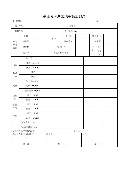 001-施2015-121高压喷射注浆地基施工记录