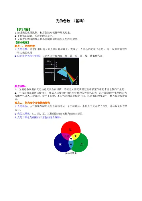 光的色散 知识讲解(基础)