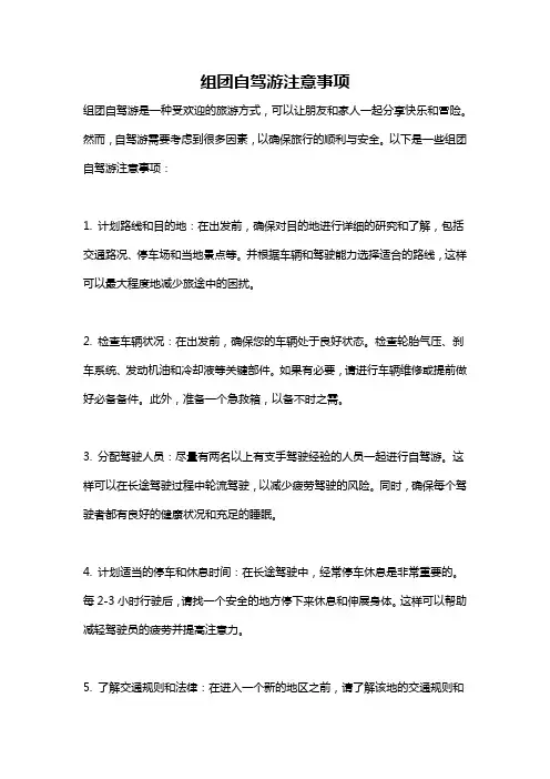 组团自驾游注意事项