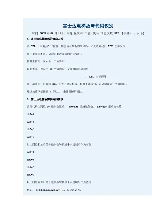 富士达电梯故障代码识别.