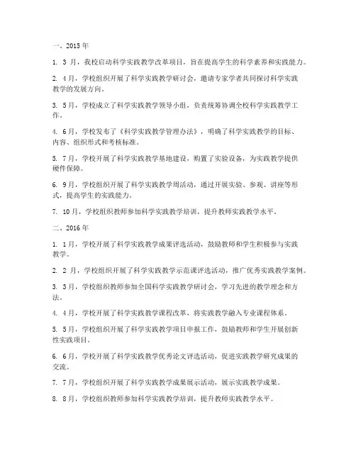 科学实践教学工作大事记