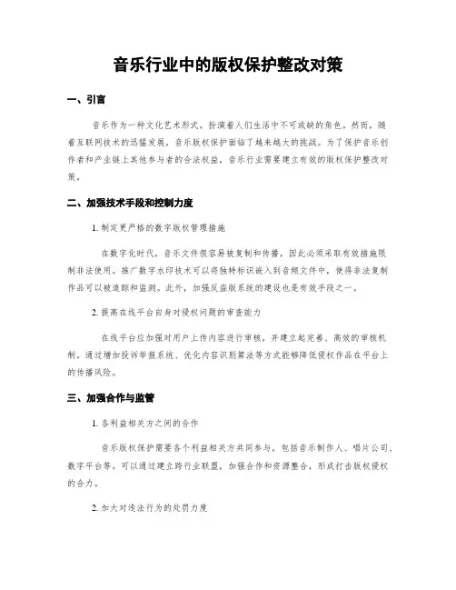 音乐行业中的版权保护整改对策
