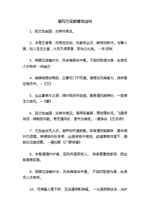 描写兰花的著名诗句