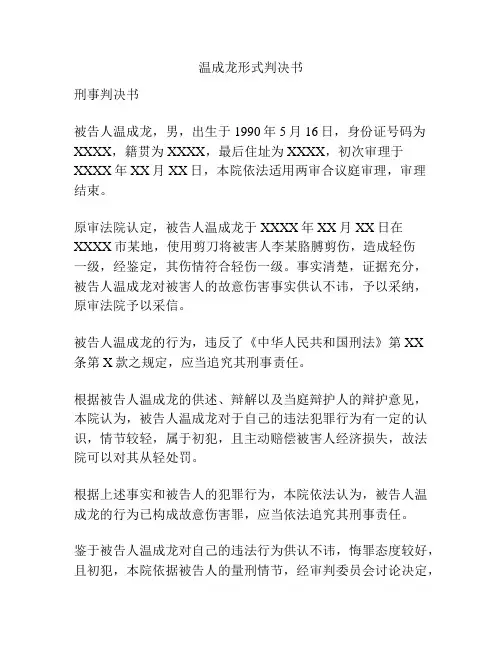 温成龙形式判决书