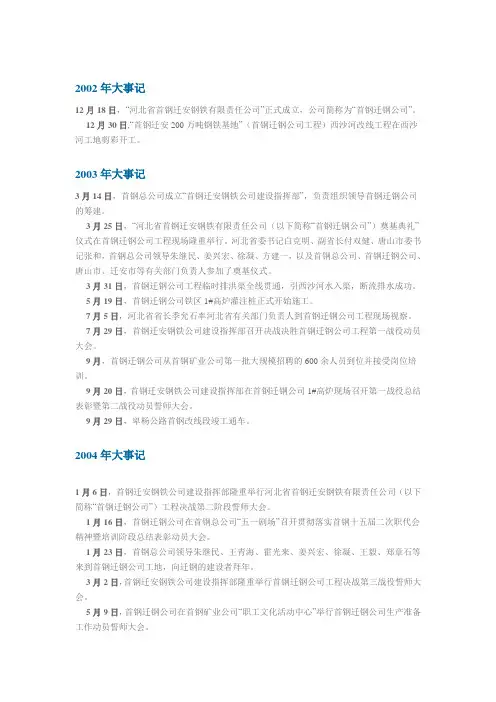 首钢迁钢记事