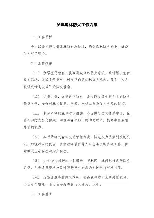 乡镇森林防火工作方案