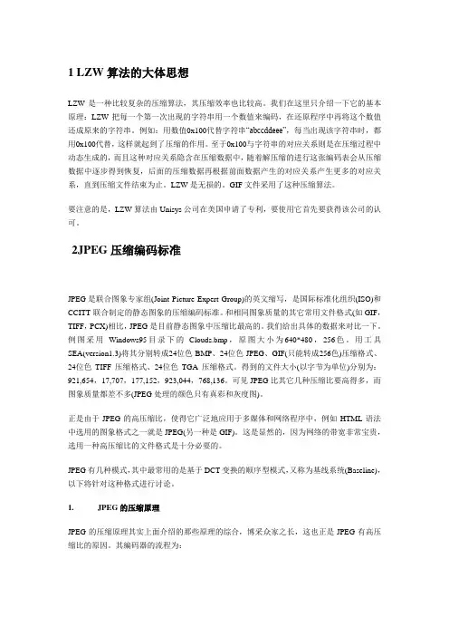 JPEG压缩 原理 LZW算法