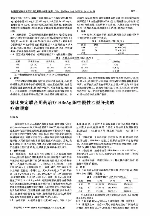 替比夫定联合用药治疗HBeAg阳性慢性乙型肝炎的疗效观察