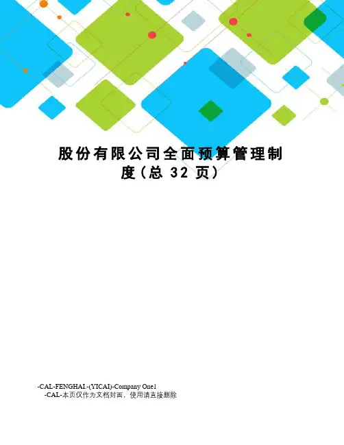 股份有限公司全面预算管理制度