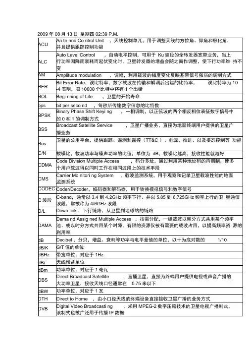卫星通信专业词汇表