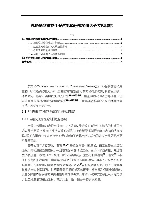《盐胁迫对植物生长的影响研究的文献综述3400字》