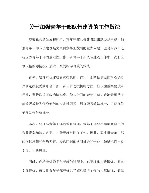 关于加强青年干部队伍建设的工作做法
