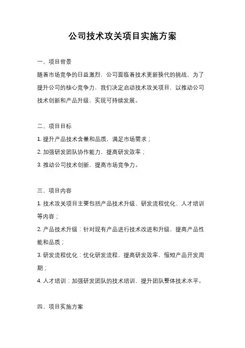 公司技术攻关项目实施方案