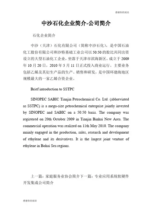 中沙石化企业简介公司简介.doc