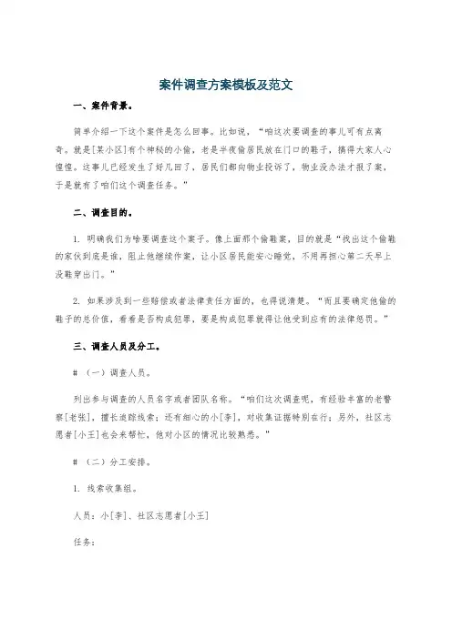 案件调查方案模板及范文