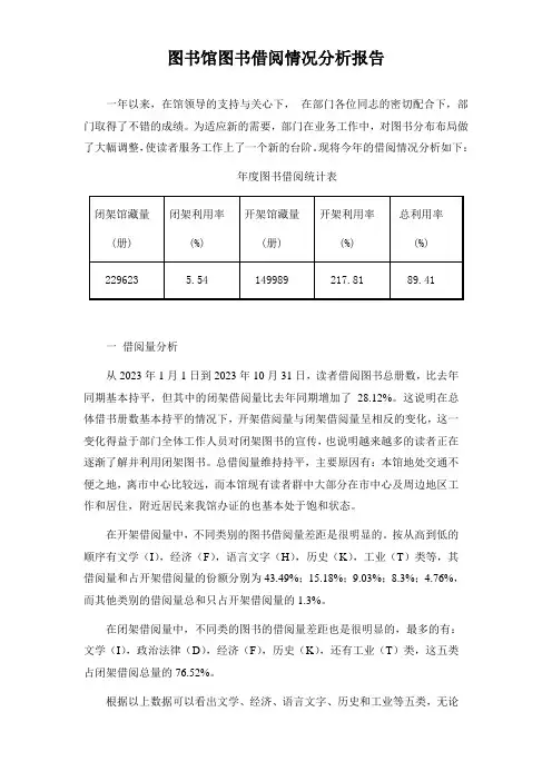2023年图书馆图书借阅情况分析报告(工作文稿模版)
