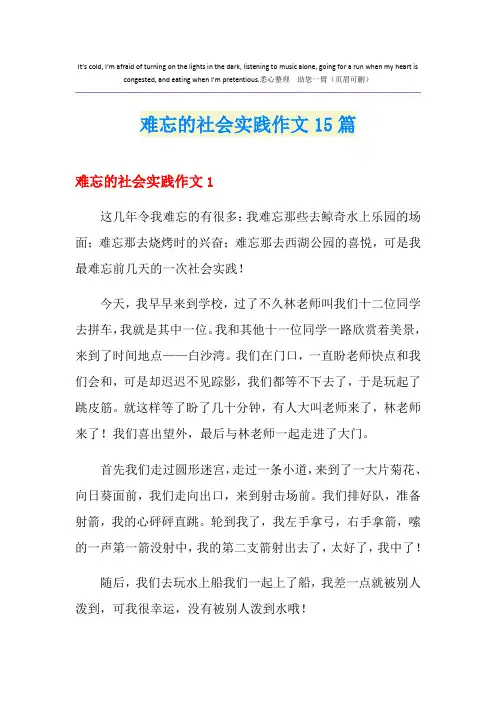 难忘的社会实践作文15篇