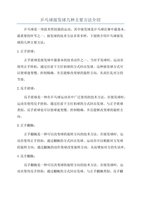 乒乓球接发球几种主要方法介绍
