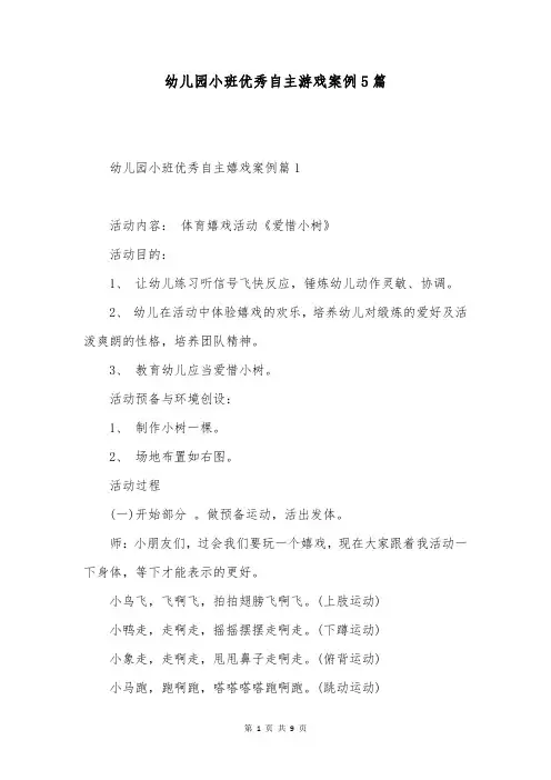 幼儿园小班优秀自主游戏案例5篇