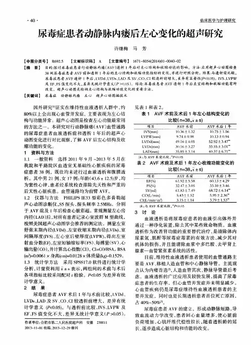 尿毒症患者动静脉内瘘后左心变化的超声研究