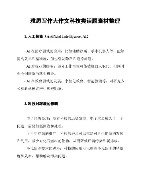 雅思写作大作文科技类话题素材整理
