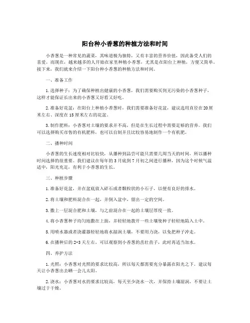 阳台种小香葱的种植方法和时间