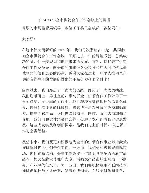 在2023年全市供销合作工作会议上的讲话