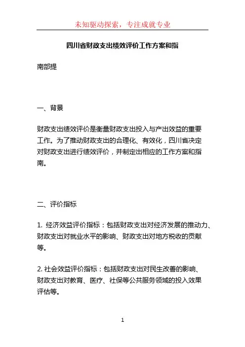 四川省财政支出绩效评价工作方案和指 (2)
