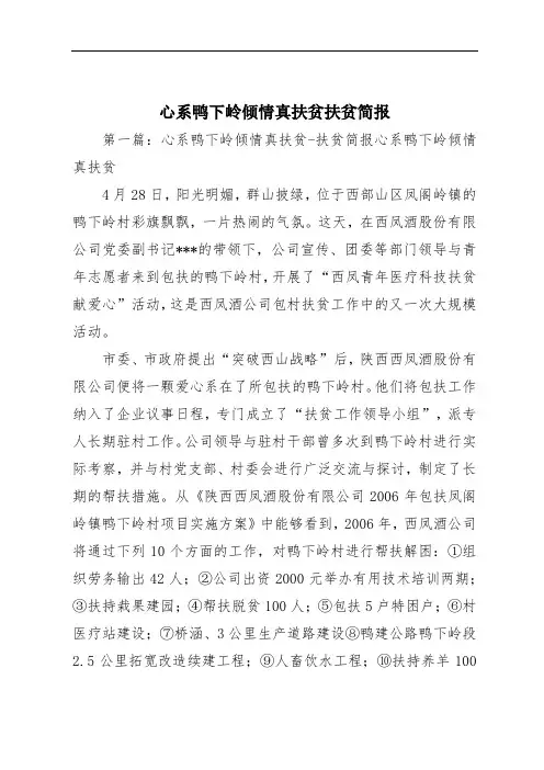 心系鸭下岭倾情真扶贫扶贫简报