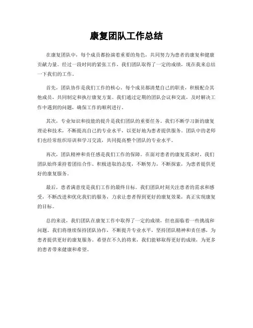 康复团队工作总结