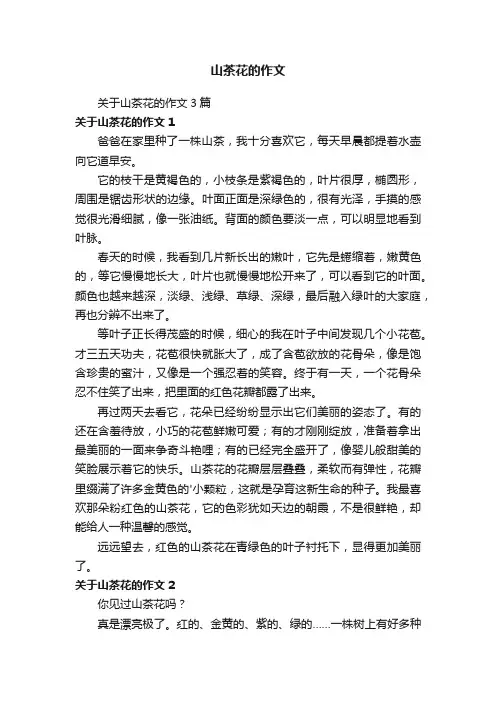 关于山茶花的作文3篇