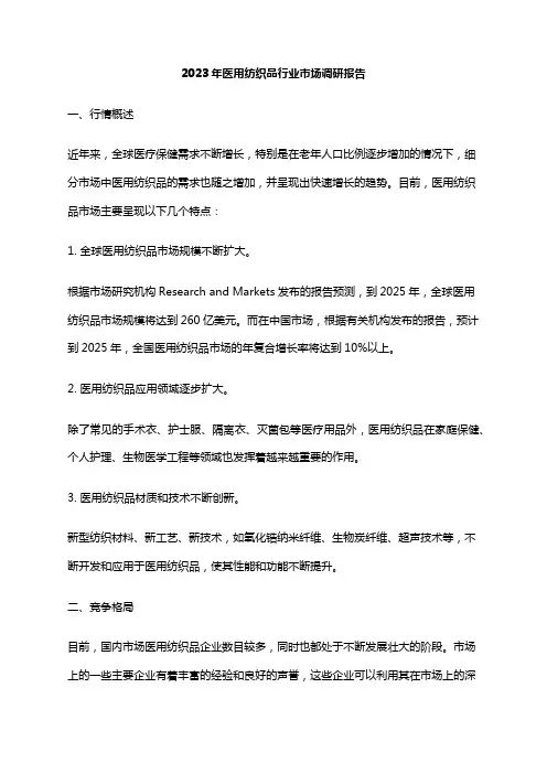 2023年医用纺织品行业市场调研报告
