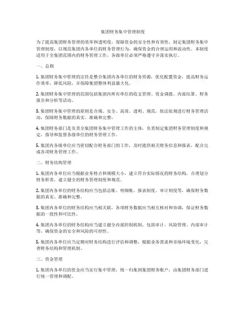 集团财务集中管理制度