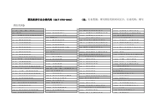 企业填报用行业类别及代码