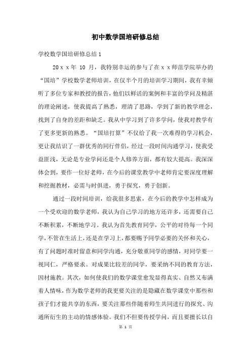 初中数学国培研修总结