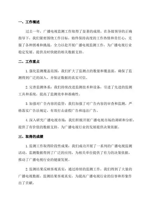 广播电视监测工作年终总结
