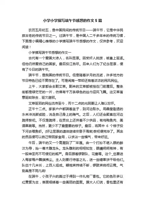 小学小学描写端午节感想的作文5篇