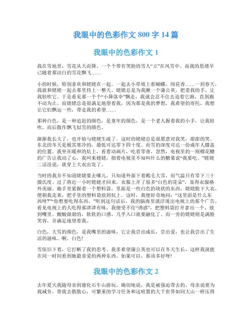 我眼中的色彩作文800字14篇