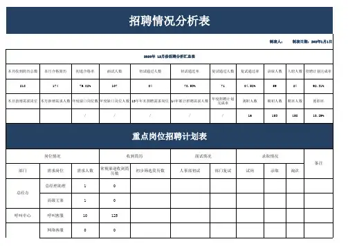 【表格】招聘情况分析表excel模板
